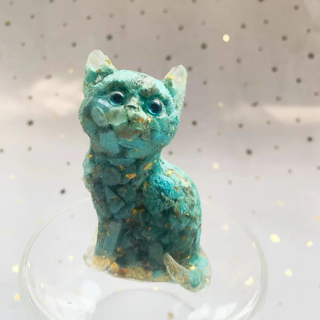 Olivenorma Crystal Resin Standing Cat Gemstone Decoration - image 44