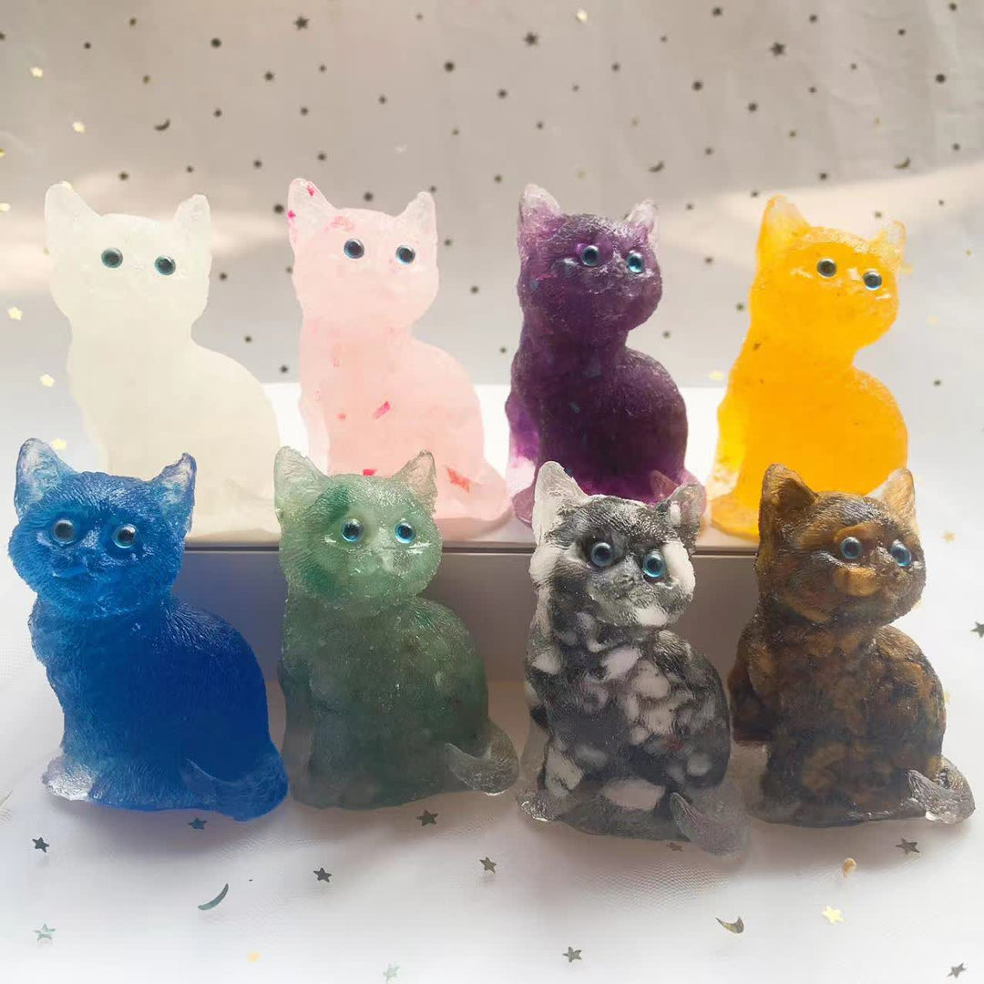 Olivenorma Crystal Resin Standing Cat Gemstone Decoration - image 48