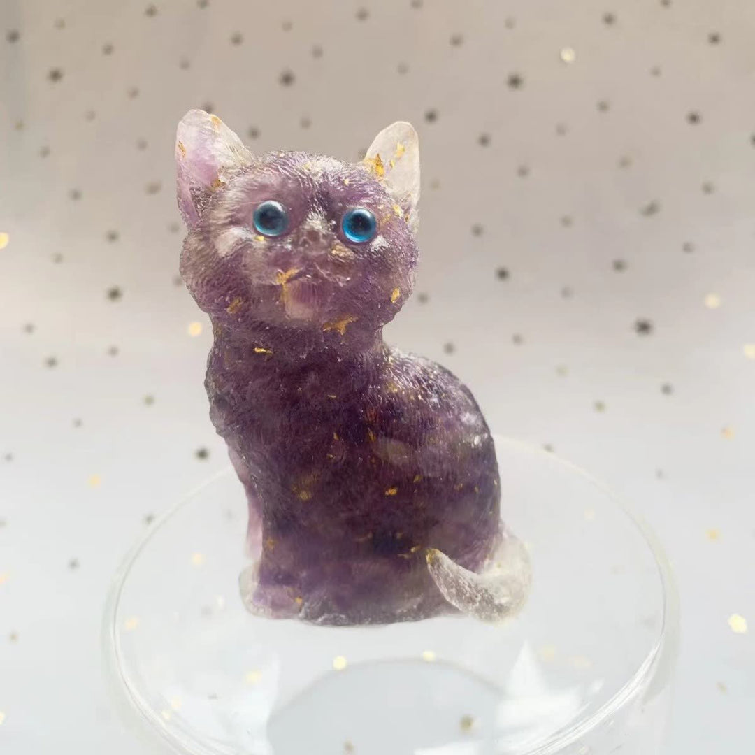 Olivenorma Crystal Resin Standing Cat Gemstone Decoration - image 2
