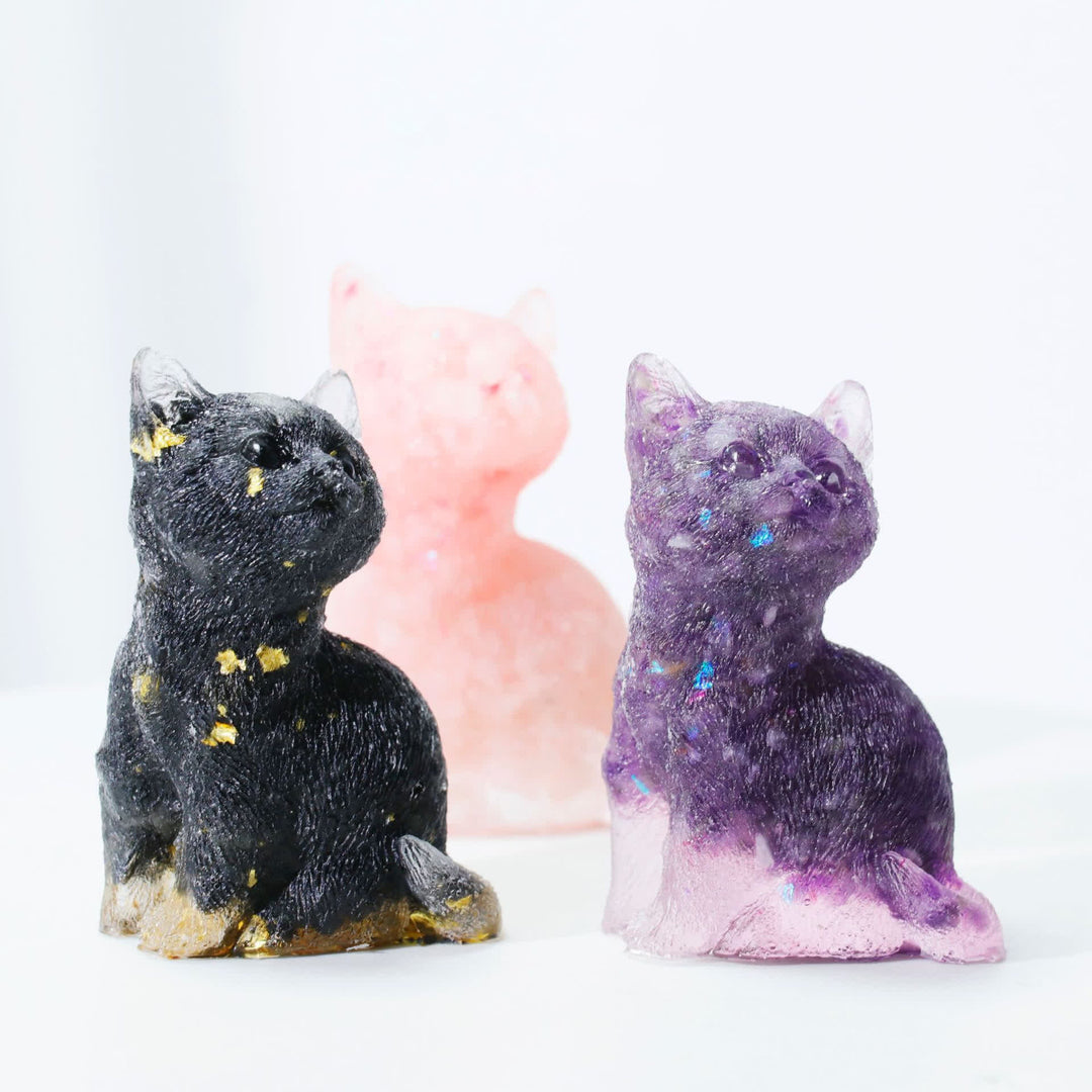 Olivenorma Crystal Resin Standing Cat Gemstone Decoration - image 0