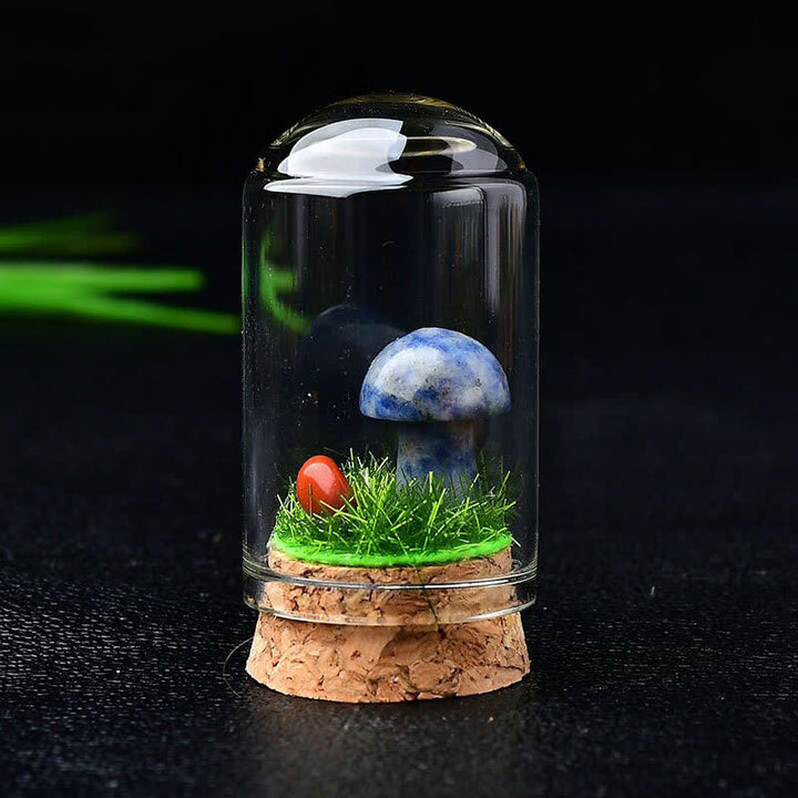 Olivenorma Glass Cover Crystal Mushroom Carving Gemstone Decoration - Blue Spot Jasper - image 29