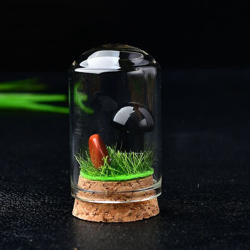 Olivenorma Glass Cover Crystal Mushroom Carving Gemstone Decoration - Obsidian - image 19