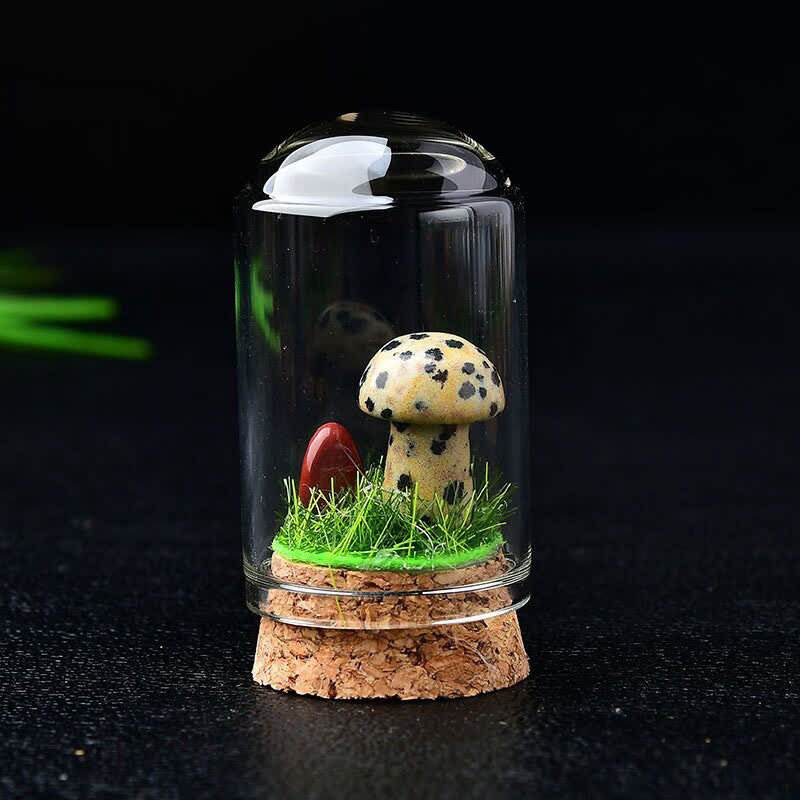 Olivenorma Glass Cover Crystal Mushroom Carving Gemstone Decoration - Dalmatian Jasper - image 9