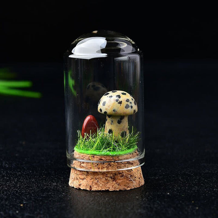 Olivenorma Glass Cover Crystal Mushroom Carving Gemstone Decoration - Dalmatian Jasper - image 9