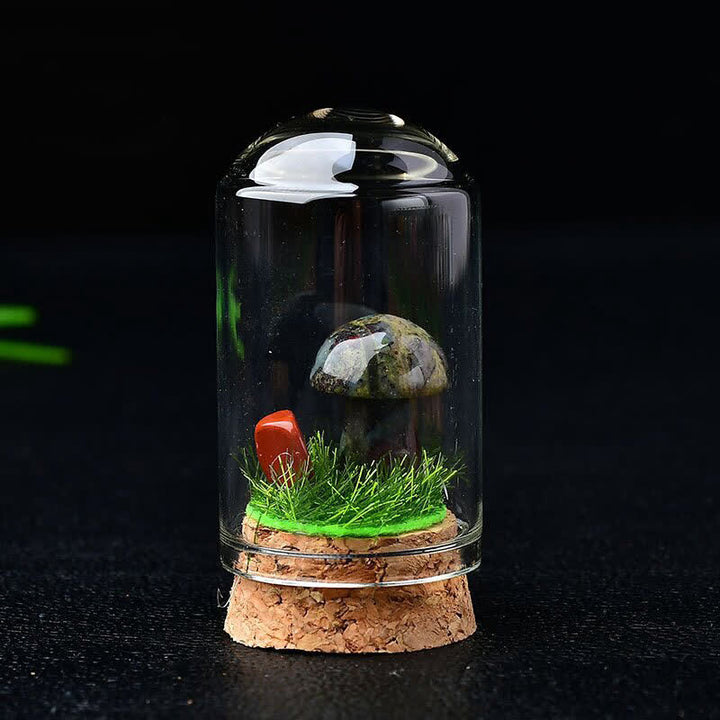 Olivenorma Glass Cover Crystal Mushroom Carving Gemstone Decoration - Dragon Blood Stone - image 11