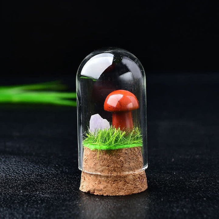 Olivenorma Glass Cover Crystal Mushroom Carving Gemstone Decoration - Red Jasper - image 25