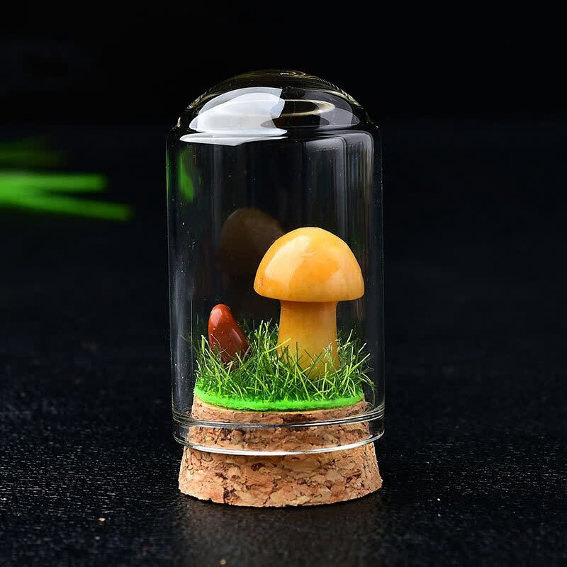 Olivenorma Glass Cover Crystal Mushroom Carving Gemstone Decoration - Yellow Aventurine - image 36