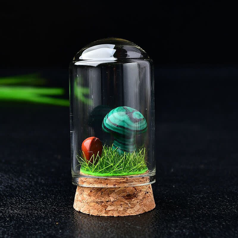 Olivenorma Glass Cover Crystal Mushroom Carving Gemstone Decoration - Malachite - image 17