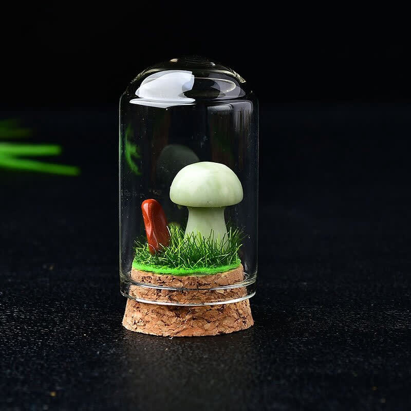 Olivenorma Glass Cover Crystal Mushroom Carving Gemstone Decoration - Xiuyu Stone - image 38