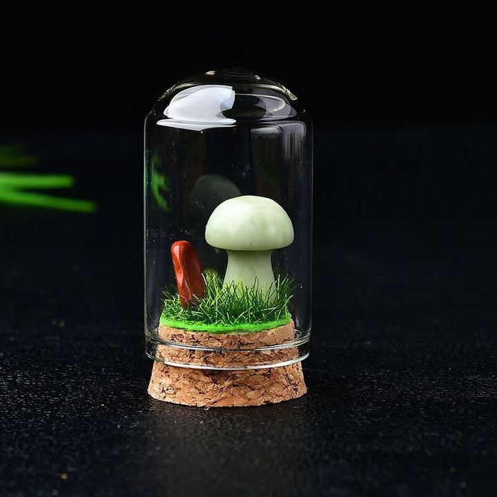 Olivenorma Glass Cover Crystal Mushroom Carving Gemstone Decoration - Xiuyu Stone - image 38