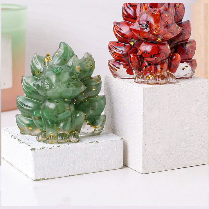 Olivenorma Crystal Resin Nine-Tailed Fox Carving Gemstone Decoration - image 23