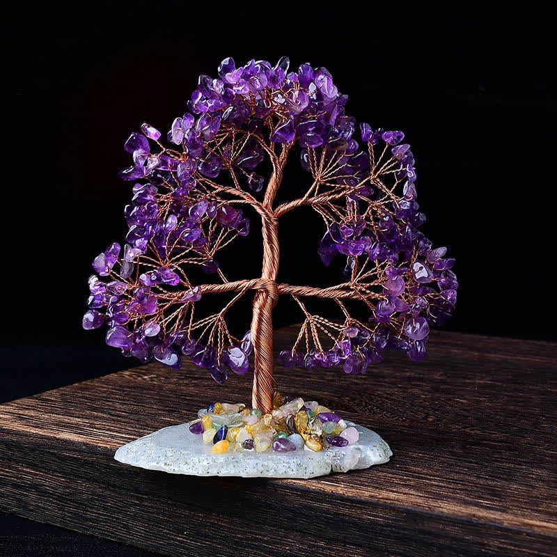 Olivenorma Colored Agate Gravel Base Feng Shui Tree - Amethyst - image 4