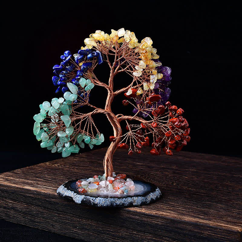 Olivenorma Colored Agate Gravel Base Feng Shui Tree - Multicolor Crystal - image 12