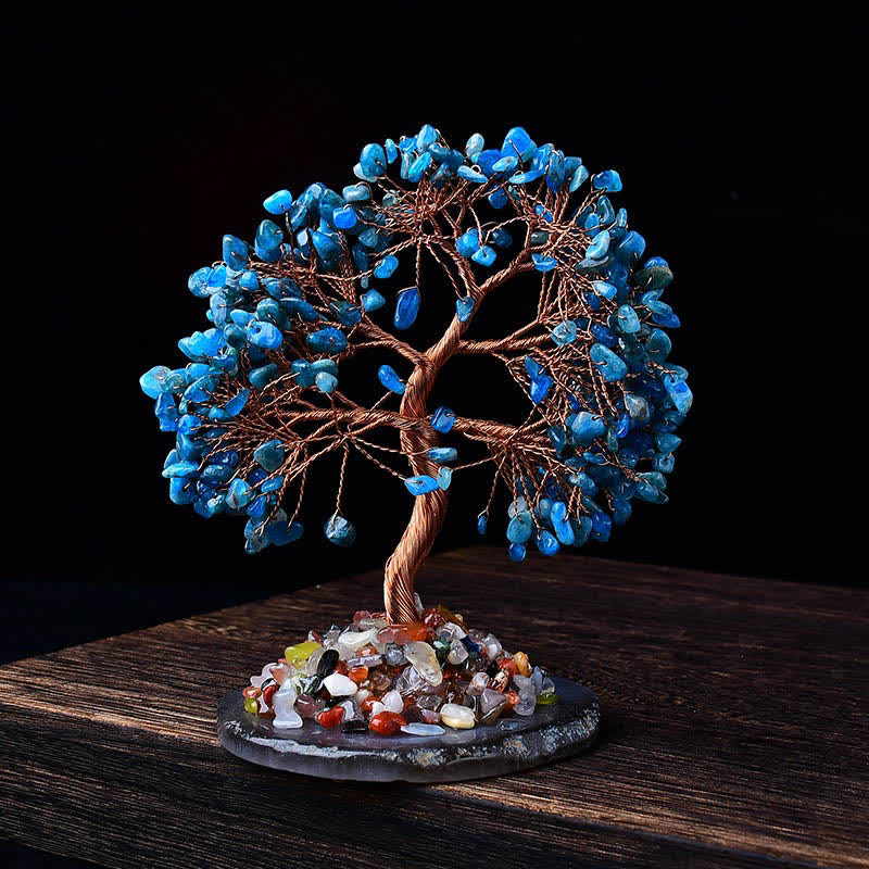 Olivenorma Colored Agate Gravel Base Feng Shui Tree - Blue Apatite - image 8