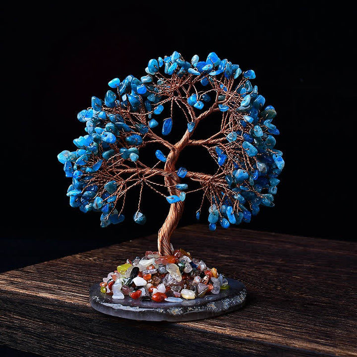 Olivenorma Colored Agate Gravel Base Feng Shui Tree - Blue Apatite - image 8