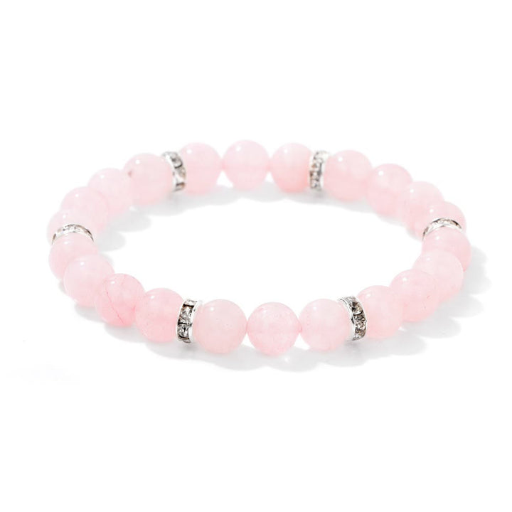 Olivenorma Natural Gemstone Round Shaped Healing Beaded Bracelet - Rose Quartz - image 0