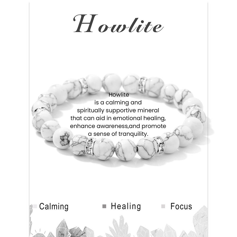 Olivenorma Natural Gemstone Round Shaped Healing Beaded Bracelet - Howlite - image 15