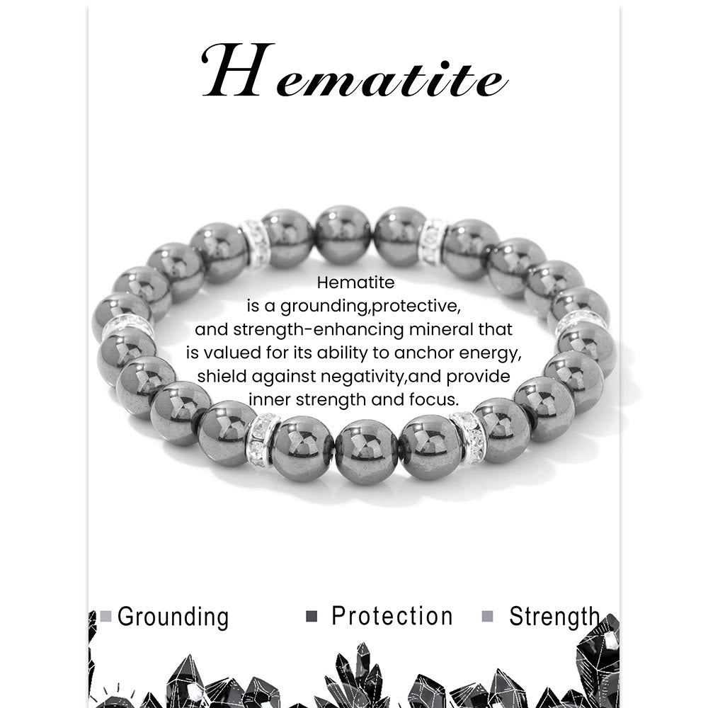 Olivenorma Natural Gemstone Round Shaped Healing Beaded Bracelet - Hematite - image 23
