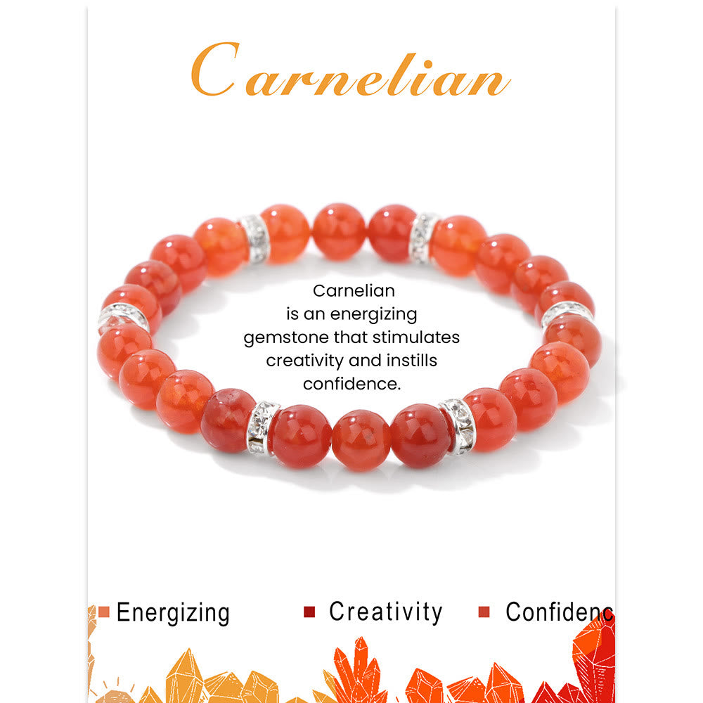 Olivenorma Natural Gemstone Round Shaped Healing Beaded Bracelet - Carnelian - image 17