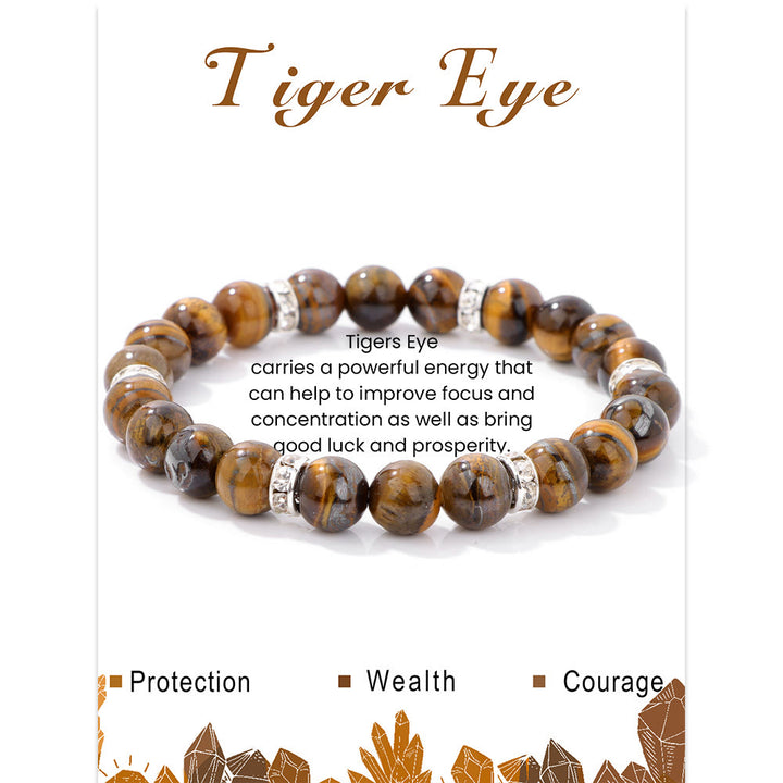 Olivenorma Natural Gemstone Round Shaped Healing Beaded Bracelet - Tiger Eye - image 27