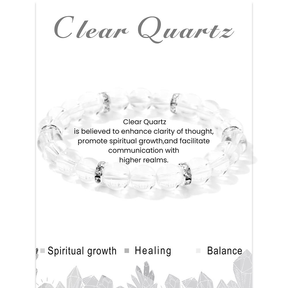 Olivenorma Natural Gemstone Round Shaped Healing Beaded Bracelet - Clear Quartz - image 21