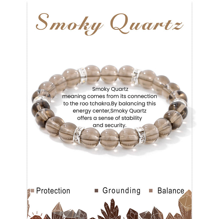 Olivenorma Natural Gemstone Round Shaped Healing Beaded Bracelet - Smoky Quartz - image 19