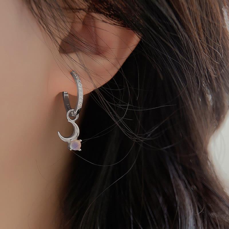Olivenorma Moonstone Crescent Gemstone Dangle Earrings - image 2