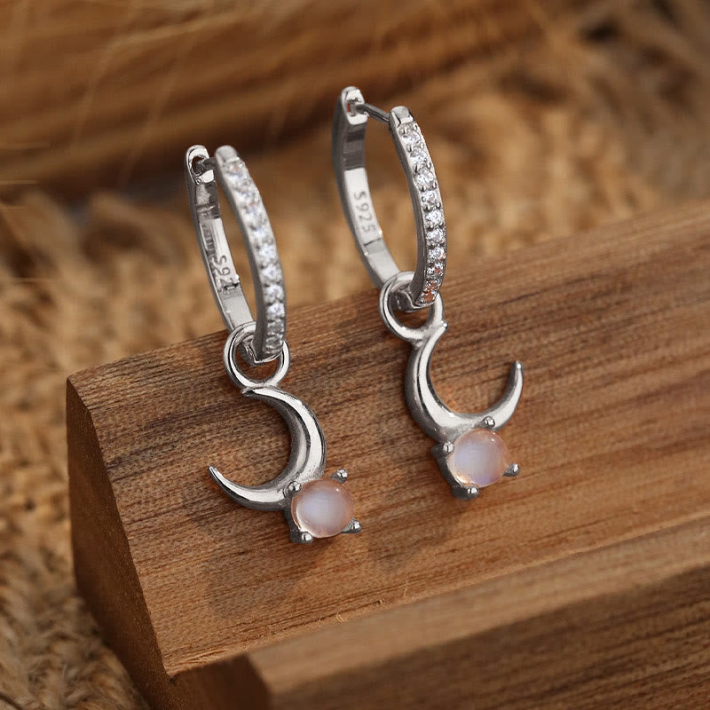 Olivenorma Moonstone Crescent Gemstone Dangle Earrings - Moonstone - image 0
