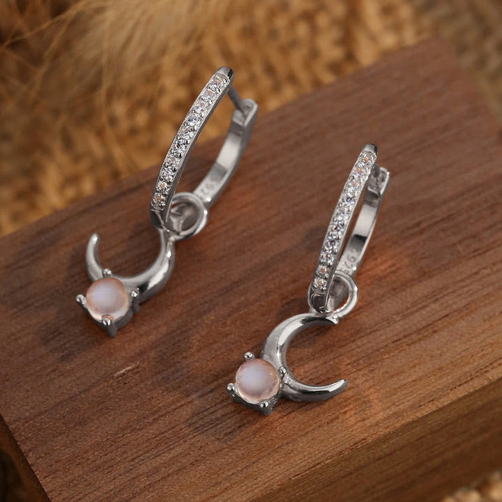 Olivenorma Moonstone Crescent Gemstone Dangle Earrings - image 3