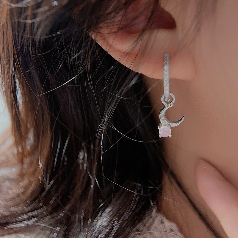 Olivenorma Moonstone Crescent Gemstone Dangle Earrings - image 1