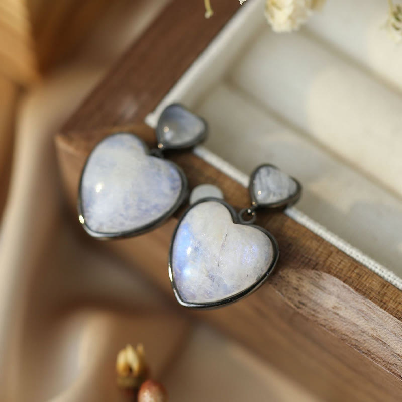 Olivenorma Moonstone Heart Shaped Dangle Earrings - Moonstone - image 0
