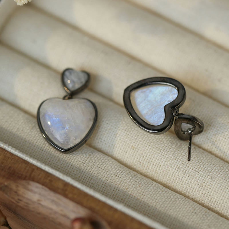 Olivenorma Moonstone Heart Shaped Dangle Earrings - image 4
