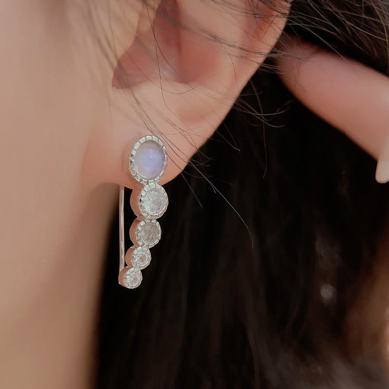 Olivenorma Round Moonstone White Zircon Gemstone Earrings - image 4