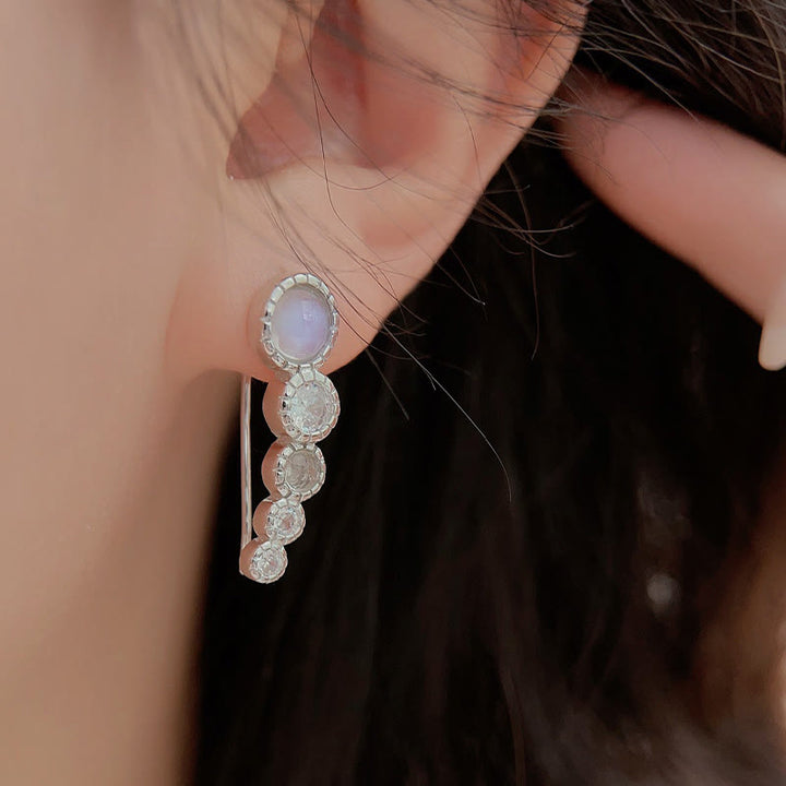 Olivenorma Round Moonstone White Zircon Gemstone Earrings - image 4