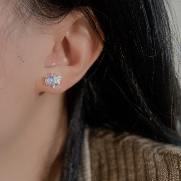 Olivenorma Natural Moonstone Butterfly Shaped Stud Post Earrings - image 2