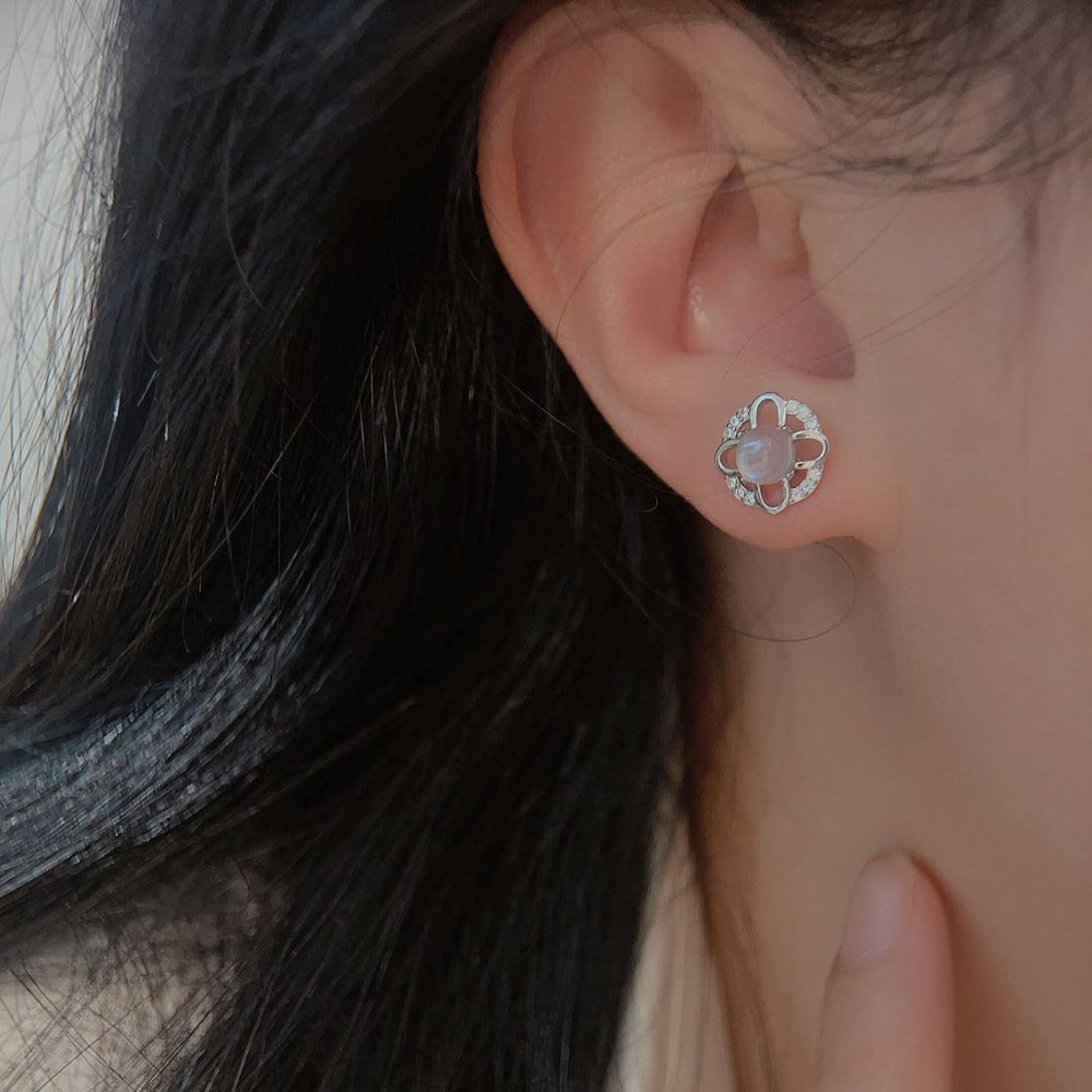 Olivenorma Moonstone Cross 925 Silver Stud Post Earrings - image 1