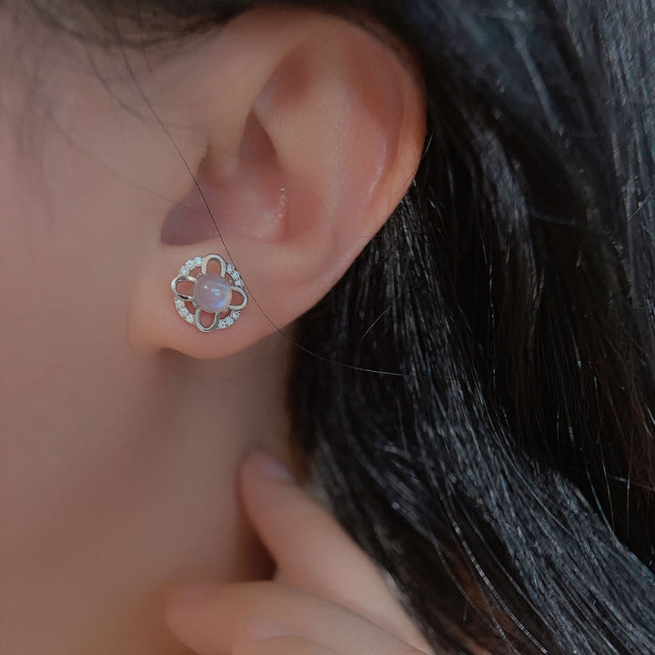 Olivenorma Moonstone Cross 925 Silver Stud Post Earrings - image 2