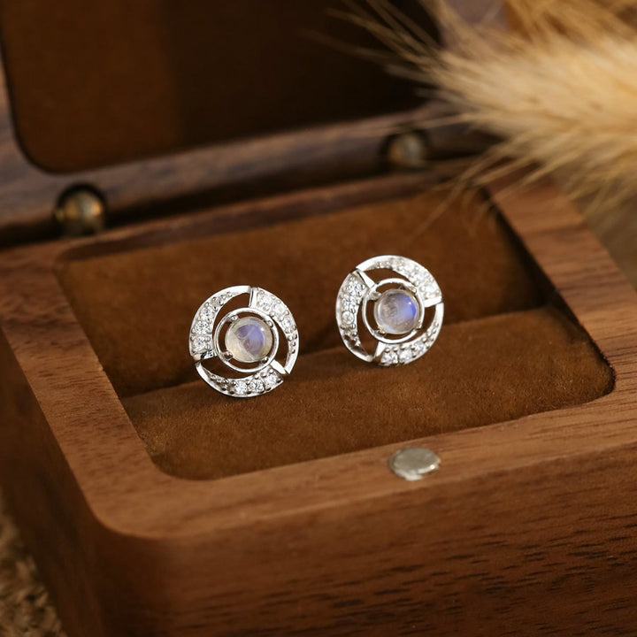 Olivenorma Moonstone Whirlwind Shaped Stud Post Earrings - Natural Stone - image 0