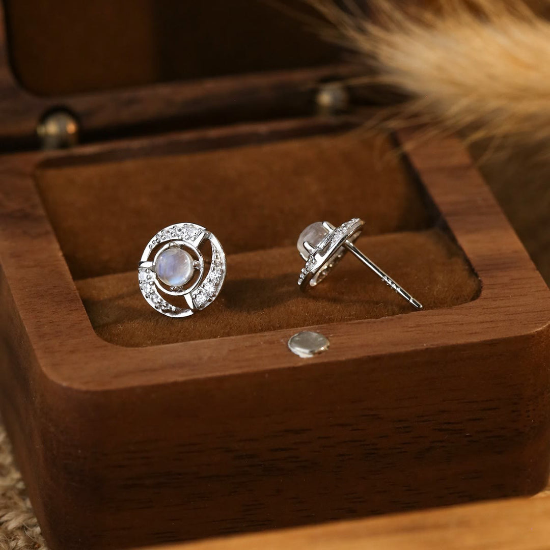 Olivenorma Moonstone Whirlwind Shaped Stud Post Earrings - image 3