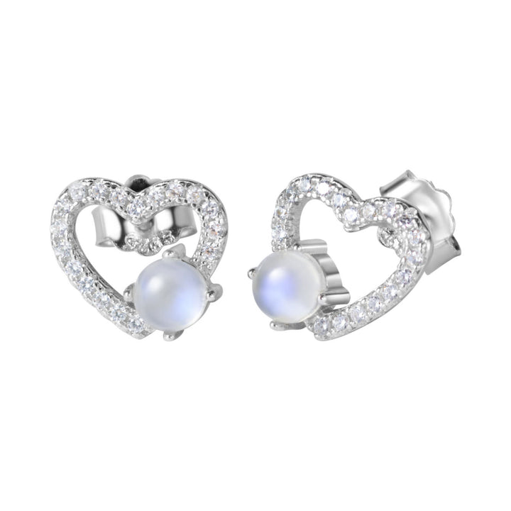 Olivenorma Heart Shaped Round Moonstone Stud Earrings - image 4