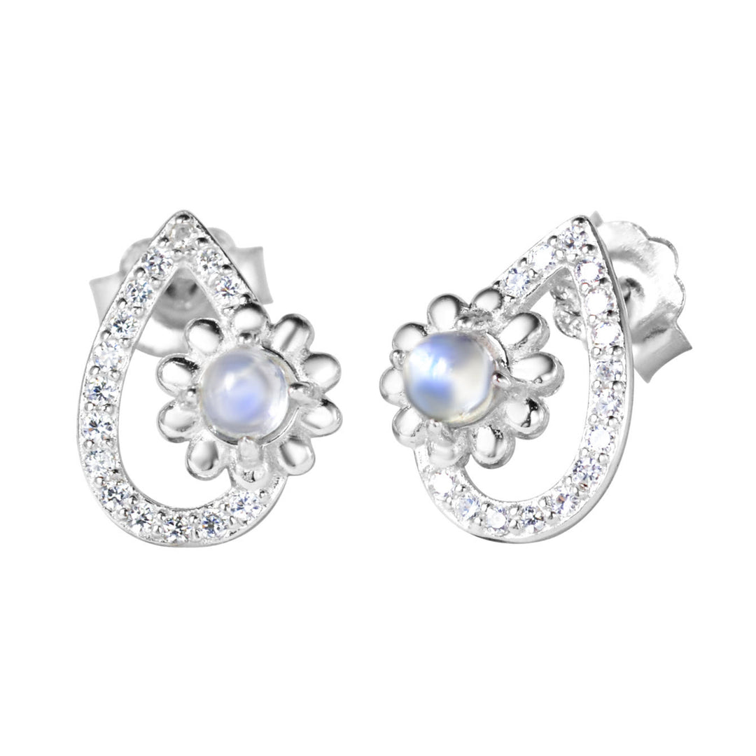 Olivenorma Waterdrop Shaped Round Moonstone Stud Earrings - image 4