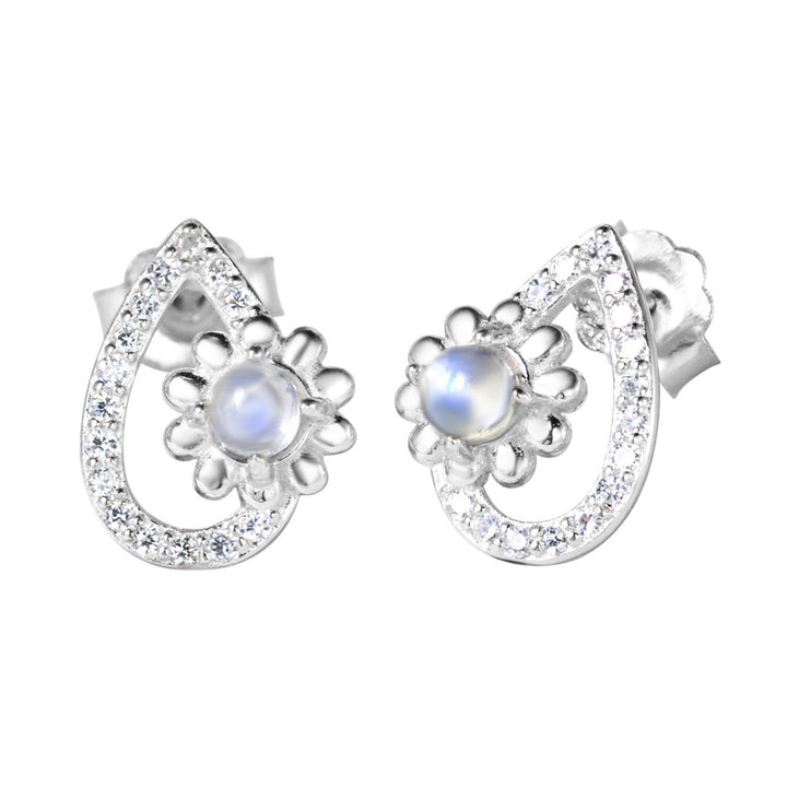 Olivenorma Waterdrop Shaped Round Moonstone Stud Earrings - image 4