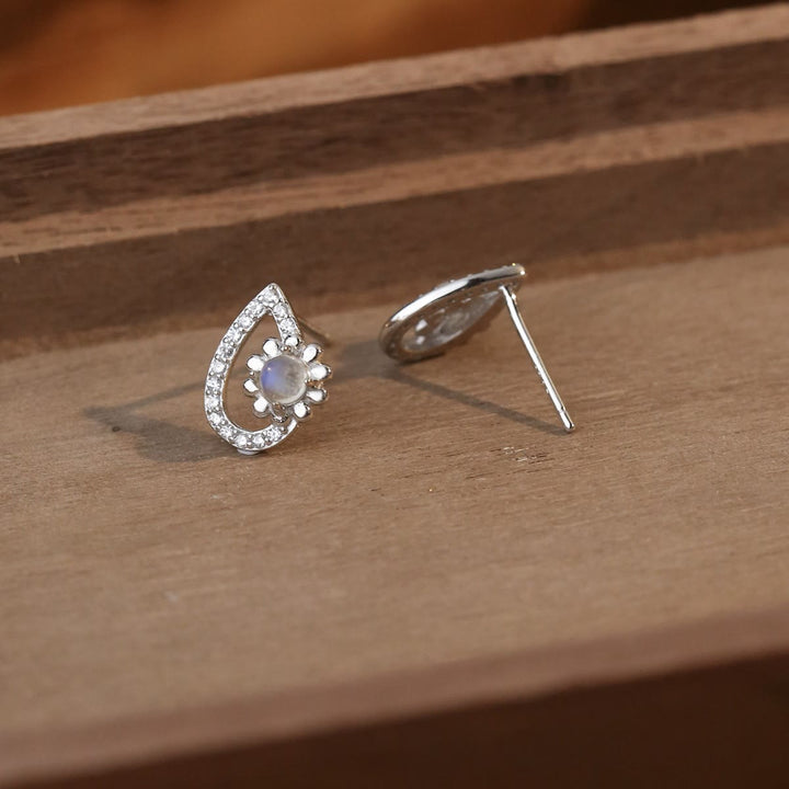 Olivenorma Waterdrop Shaped Round Moonstone Stud Earrings - image 3