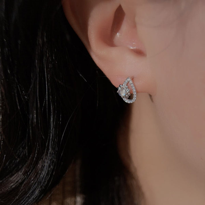Olivenorma Waterdrop Shaped Round Moonstone Stud Earrings - image 1