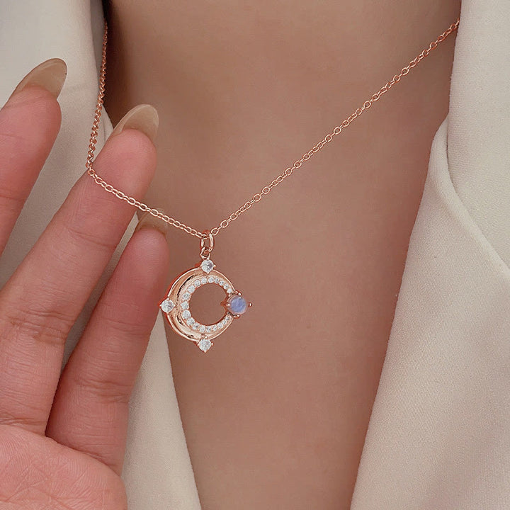 Olivenorma Crescent Moon Charm Natural Moonstone Necklace - image 2