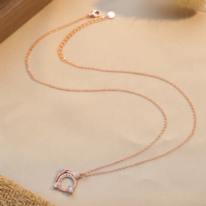 Olivenorma Crescent Moon Charm Natural Moonstone Necklace - image 3