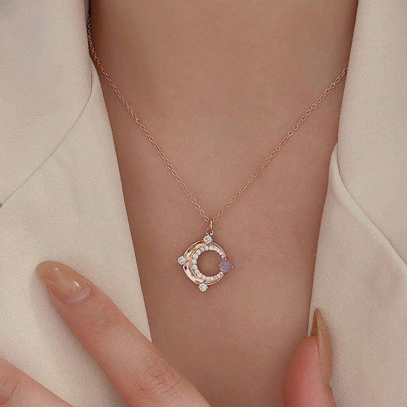 Olivenorma Crescent Moon Charm Natural Moonstone Necklace - image 1