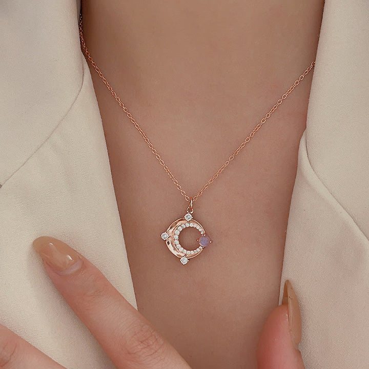 Olivenorma Crescent Moon Charm Natural Moonstone Necklace - image 1
