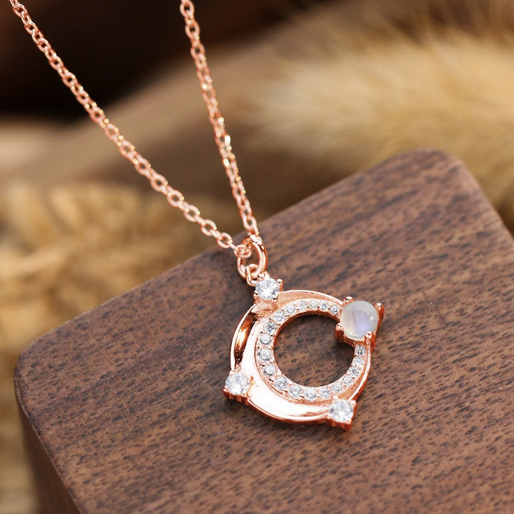 Olivenorma Crescent Moon Charm Natural Moonstone Necklace - Natural Stone - image 0