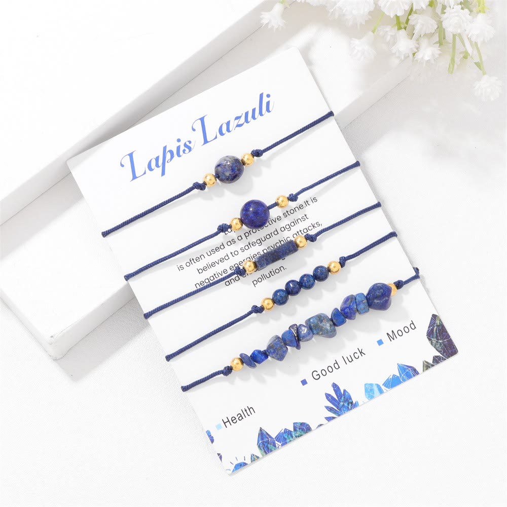 Olivenorma 5Pcs Handmade Gemstone Energy Braided Bracelet - Lapis Lazuli - image 0